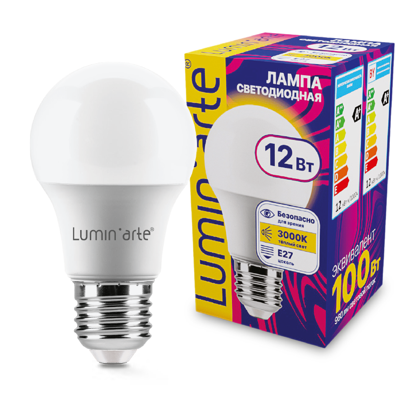 Светодиодная лампа Luminarte LSTD-A60-12W3KE27 12Вт 3000K E27